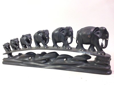 Lot 468 - AFRICAN CARVED EBONY ELEPHANT GROUP