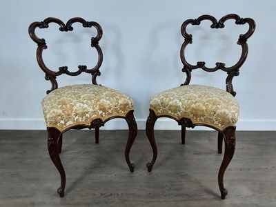 Lot 509 - PAIR OF VICTORIAN WALNUT DRAWING ROOM CHAIRS