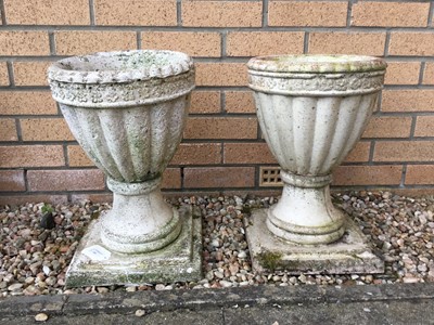 Lot 493 - PAIR OF CONCRETE GARDEN PLANTERS