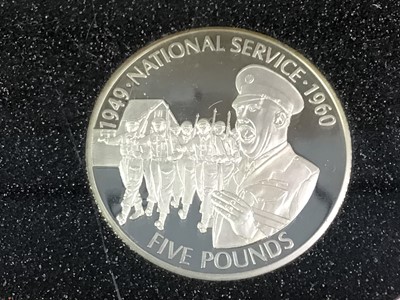 Lot 500 - GROUP OF  GUERNSEY NATIONAL SERVICES SILVER PROOF FIVE POUND COINS