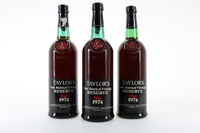 Lot 6 - 3 BOTTLES OF TAYLOR'S 1974 LATE BOTTLED VINTAGE RESERVE