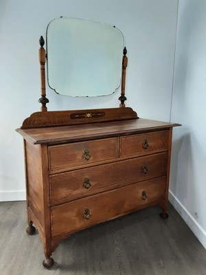 Lot 504 - EDWARDIAN OAK DRESSING TABLE