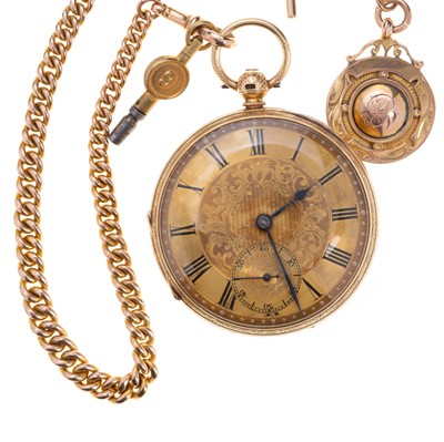 Lot 847 - EIGHTEEN CARAT GOLD OPEN FACE POCKET WATCH