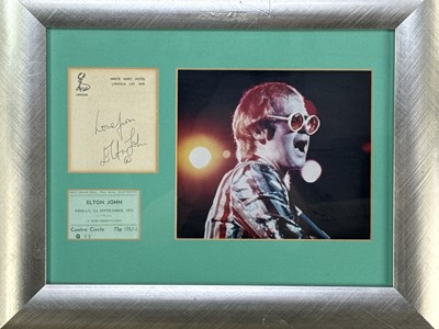 Lot 446 - ELTON JOHN, FRAMED AUTOGRAPH DISPLAY