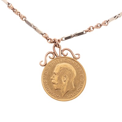 Lot 63 - GEORGE V GOLD SOVEREIGN PENDANT