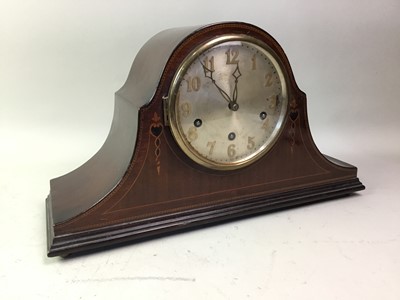 Lot 683 - EDWARDIAN INLAID MAHOGANY CHIMING MANTEL CLOCK