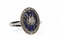 Lot 385 - FRENCH ART DECO SAPPHIRE AND DIAMOND RING the...
