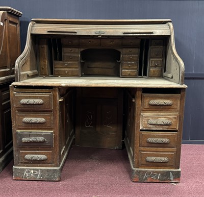 Lot 35 - OAK ROLL TOP DESK