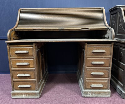 Lot 26 - OAK ROLL TOP DESK