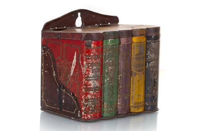 Lot 146 - HANGING BOOK SHELF BISCUIT TIN