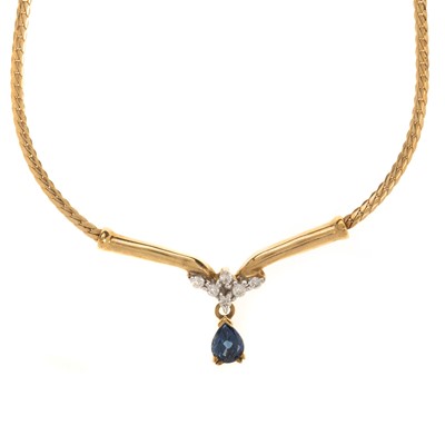 Lot 410 - SAPPHIRE AND DIAMOND NECKLACE