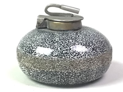 Lot 64 - NOVELTY TABLE VESTA / MATCH HOLDER MODELLED AS A CURLING STONE