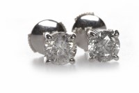 Lot 413 - PAIR OF DIAMOND STUD EARRINGS each set with a...