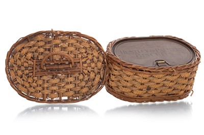 Lot 164 - WICKER BASKET BISCUIT TIN