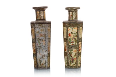 Lot 171 - TWO CHINESE VASE BISCUIT TINS