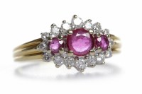 Lot 430 - DIAMOND AND GEM SET CLUSTER RING of elongated...