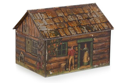 Lot 52 - LOG CABIN BISCUIT TIN