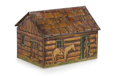 Lot 52 - LOG CABIN BISCUIT TIN