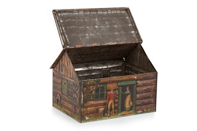 Lot 52 - LOG CABIN BISCUIT TIN