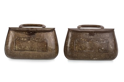 Lot 53 - TWO LIZARD SKIN HANDBAG BISCUIT TINS