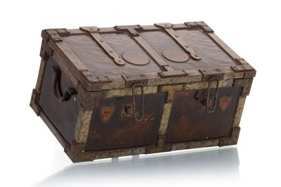 Lot 181 - IRON CHEST BISCUIT TIN