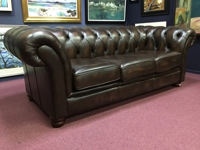 Lot 213 - MODERN LEATHER CHESTERFIELD SETTEE