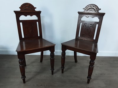 Lot 217 - PAIR OF OAK HALL CHAIRS