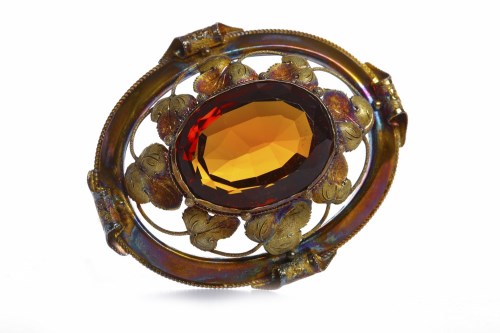 Lot 456 - VICTORIAN SMOKY QUARTZ BROOCH openwork and set...