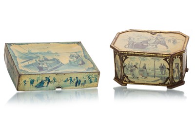 Lot 204 - TWO DELFT STYLE BISCUIT TINS