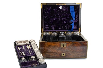 Lot 1235 - MID 19TH CENTURY TRAVELLING DRESSING CASE