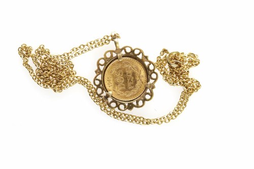 Lot 510 - GOLD TWO PESO COIN in a pendant mount,...