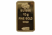 Lot 511 - SUISSE 10 FINE GOLD 999.9 GOLD BAR 15x25mm, 10g