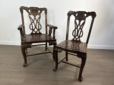 Lot 1487 - SET OF SIX CHINESE HARDWOOD DINING CHAIRS