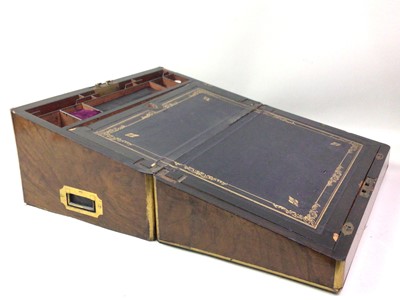 Lot 531 - VICTORIAN WALNUT PORTABLE WRITING BOX