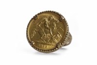 Lot 516 - GOLD HALF SOVEREIGN DATED 1912 mounted in a...