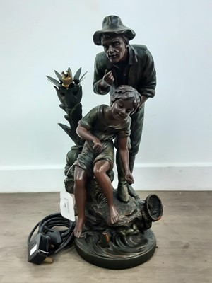 Lot 498 - BRONZE EFFECT FIGURAL TABLE LAMP