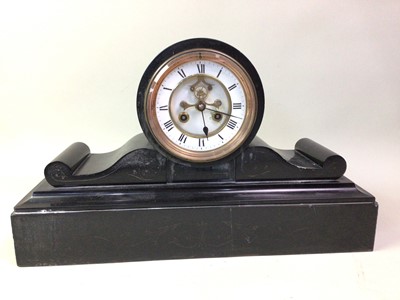 Lot 499 - VICTORIAN BLACK SLATE MANTLE CLOCK