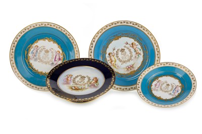 Lot 1260 - SEVRES, THREE CHATEAU DES TUILERIES PLATES AND A COMPORT