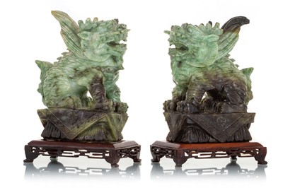 Lot 1542 - PAIR OF CHINESE JADEITE CARVINGS