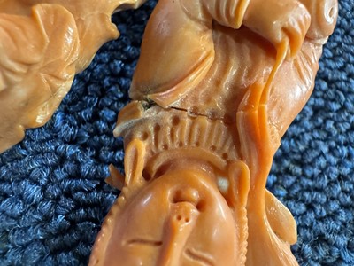 Lot 1270 - THREE CHINESE CORAL CARVINGS