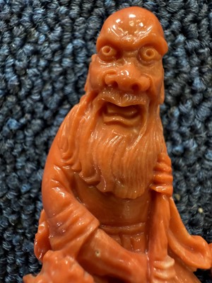 Lot 1270 - THREE CHINESE CORAL CARVINGS