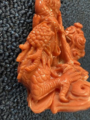 Lot 1270 - THREE CHINESE CORAL CARVINGS