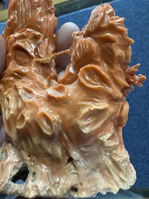Lot 1270 - THREE CHINESE CORAL CARVINGS