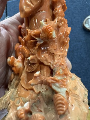 Lot 1270 - THREE CHINESE CORAL CARVINGS