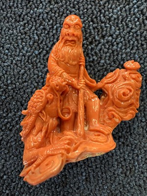 Lot 1270 - THREE CHINESE CORAL CARVINGS