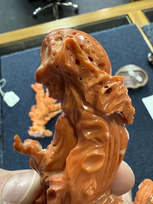 Lot 1270 - THREE CHINESE CORAL CARVINGS