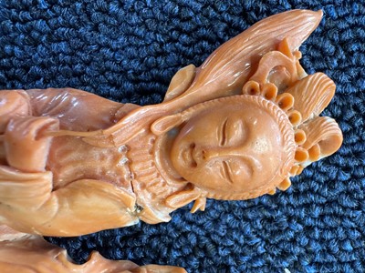 Lot 1270 - THREE CHINESE CORAL CARVINGS