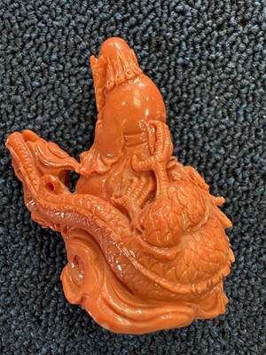 Lot 1270 - THREE CHINESE CORAL CARVINGS