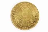 Lot 527 - GOLD 100 CORONA COIN RESTRIKE DATED 1915 34g