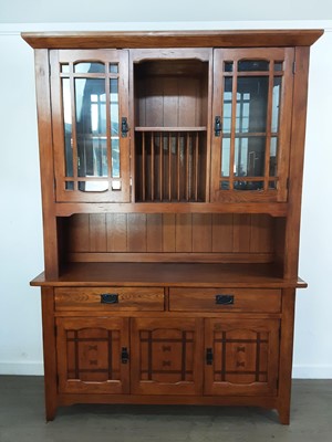 Lot 514 - RENNIE MACKINTOSH STYLE OAK DINING ROOM SUITE